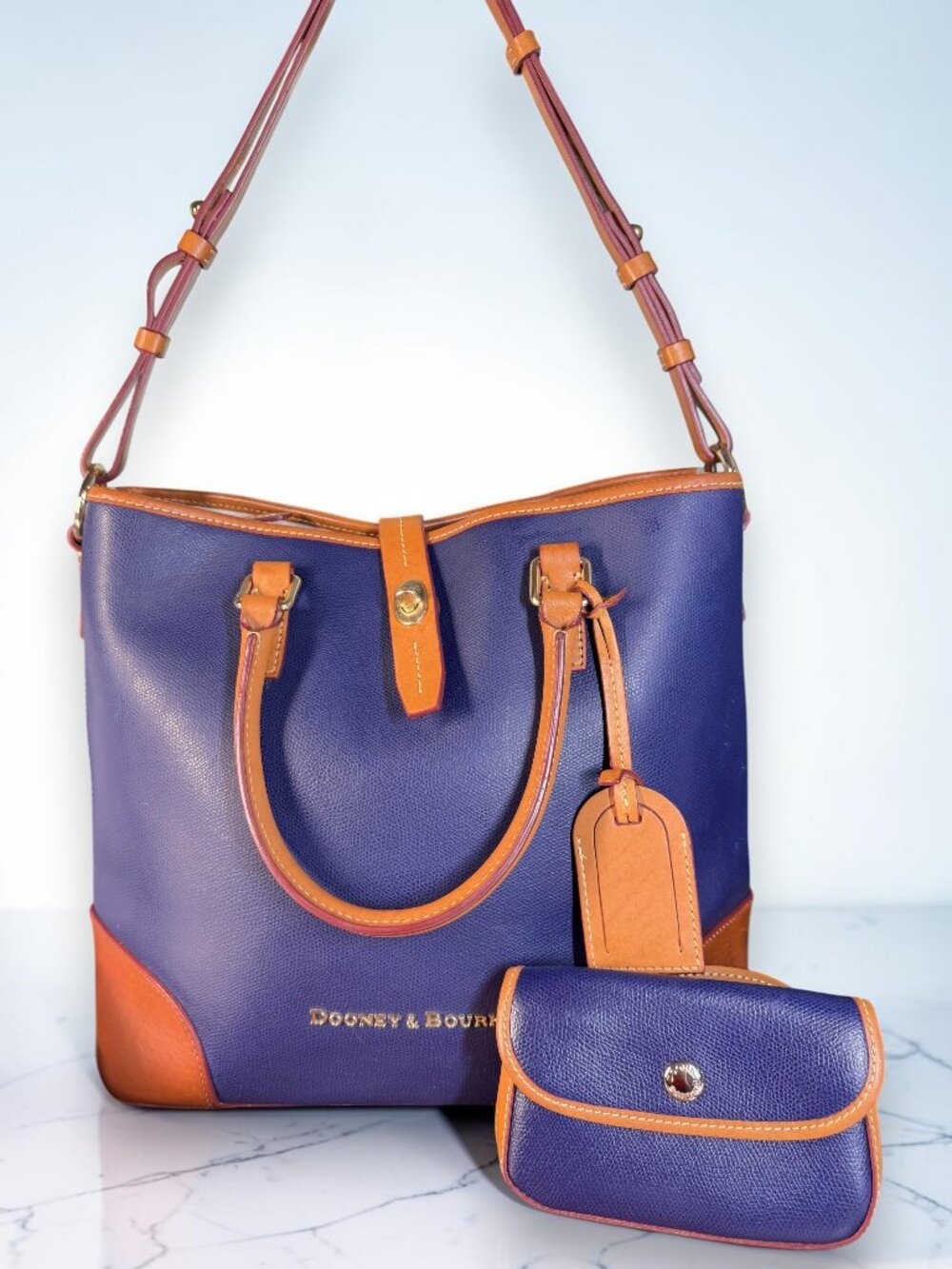 Dooney & Bourke Shelby Shopper Leather Tote Bag with Matching Wristlet Set